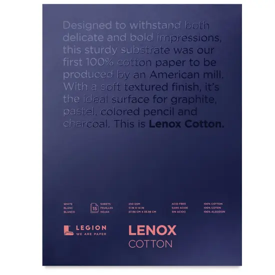 Legion Lenox Cotton Drawing Pad - 11" x 14", 15 Sheets {1}
