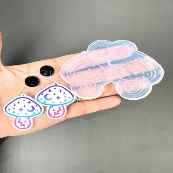 Mushroom Magical Hongo Dangle Earring Silicone Mold (D5) {4}