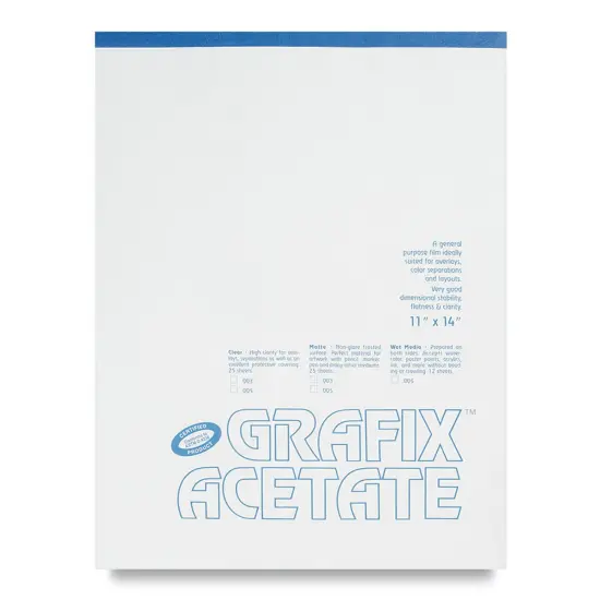 Grafix Clear Acetate - 11" x 14" x .005", Pad, 25 Sheets {2}