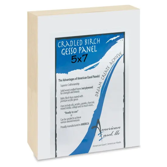 American Easel Gessoed Wood Painting Panel - 5" x 7", 1-5/8" Deep Cradle {1}