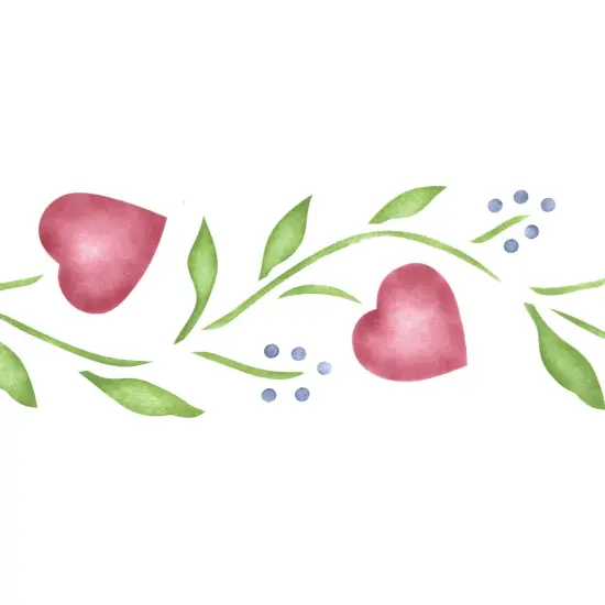 Hearts and Berries Vine Wall Stencil | 367 by Designer Stencils | Reusable Stencils for Painting | {2}