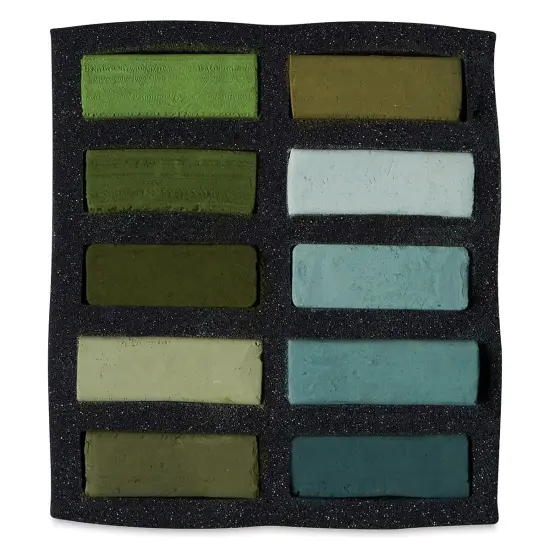 Art Spectrum Extra Soft Square Pastels - Greens, Set of 10 {2}