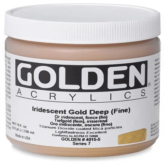 Golden Heavy Body Artist Acrylics - Iridescent Gold Deep (Fine), 8 oz Jar {1}