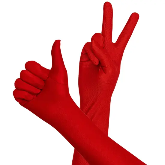 Red Satin Opera Gloves - Roaring 20's Fancy Flapper Elbow Gloves - 1 Pair {4}