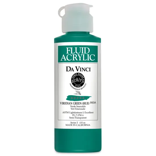 Da Vinci Fluid Acrylics - Viridian Green Hue, 4 oz bottle {1}
