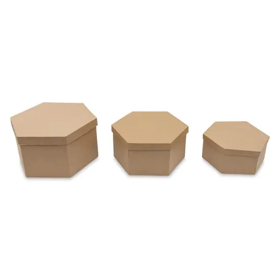 Paper Mache Box Set - Hexagon, Set of 3 {1}