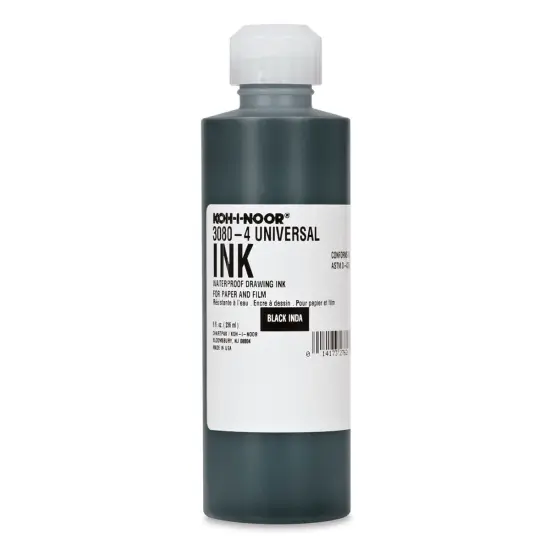 Koh-I-Noor Water-Resistant Drawing Ink - 8 oz, Opaque Black {1}