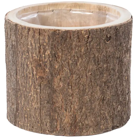 Wooden Stump Tree Branch with Bark Succulent Planter Pot Flower Shelf {3}