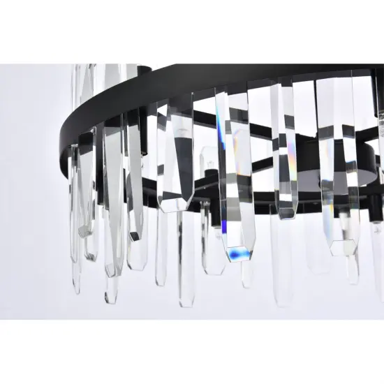 Serena 25 inch crystal round pendant in black {4}