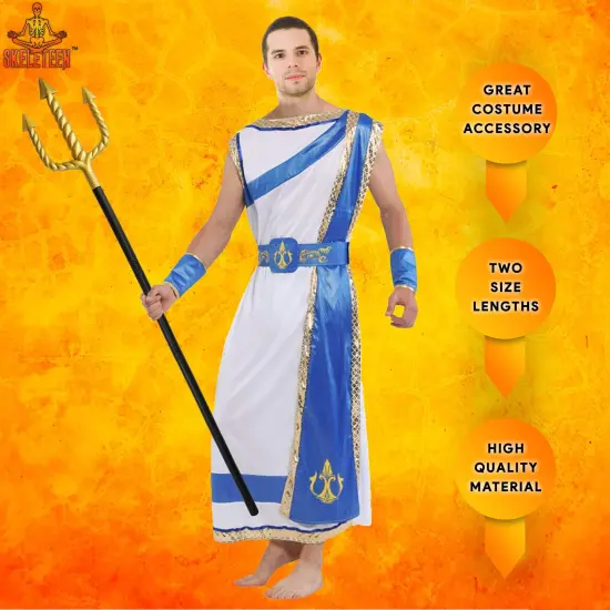 Gold Trident Costume Accessory - Golden Pitchfork Spear Toy Prop Weapon Staff Accessories for Adults and Kids Costumes {2}