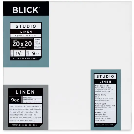Blick Studio Linen Stretched Canvas - 20" x 20", Gallery 1-1/2" Profile {1}