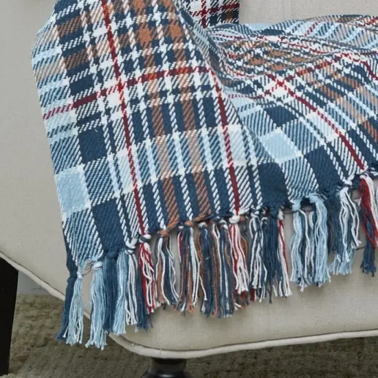 50" x 60" Lawson Lake Plaid Cotton Accent Throw Blanket w/ Fringe for All Seasons {3}
