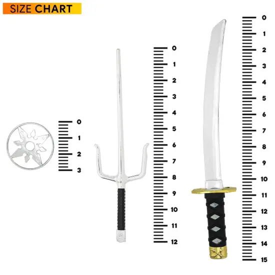 Ninja Weapons Toy Set - Fighting Warrior Weapon Costume Set with Katana Swords, Sai Daggers, and Shuriken Stars - 6 Pieces {5}