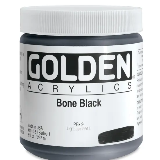 Golden Heavy Body Artist Acrylics - Bone Black, 8 oz Jar {1}