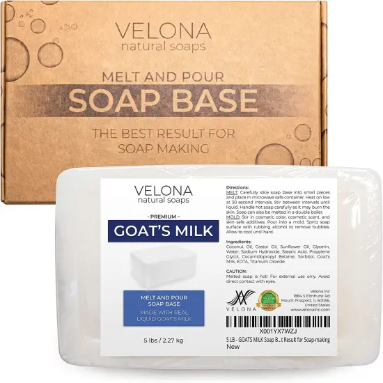 5 LB - GOATS MILK Soap Base by Velona | SLS/SLES free | Melt and Pour | Natural Bars For The Best Result for Soap-making&hellip; {1}
