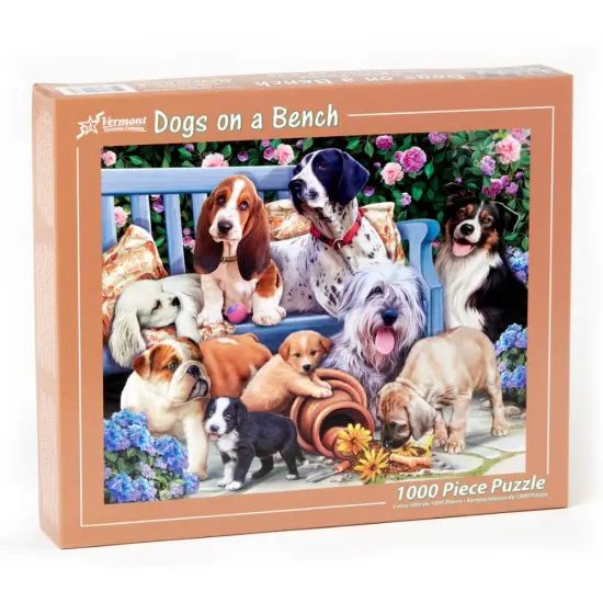 Vermont Christmas Store Dogs on a Bench Jigsaw Puzzle, Ages 12 and Up, 30 x 24 inch, 1000 Pieces {3}