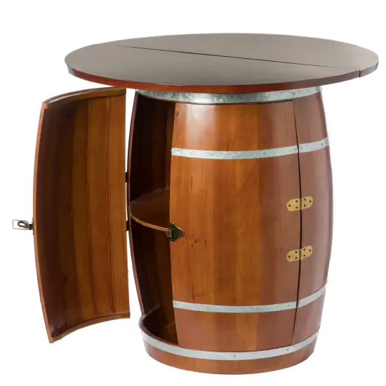 Wine Barrel Round Table Wine Storage Cabinet {4}