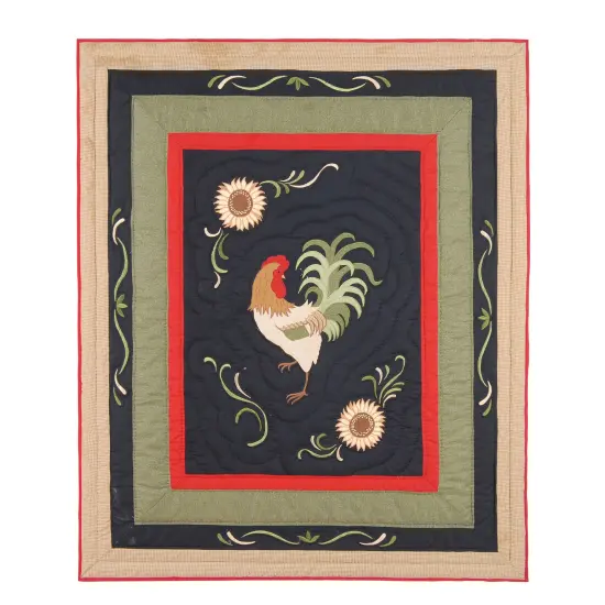Harvest Rooster Quilted French Country Theme Accent Throw Blanket 50" x 60" {1}