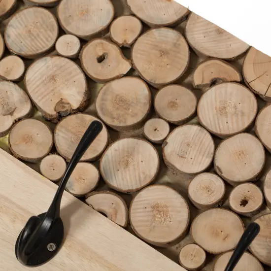 Natural Wood Hook Rack with Five Hooks for Entryway, Office, Bedroom, and Playroom {6}