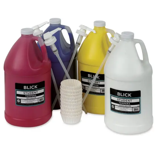 Blick Student Tempera Paints - Set of 4, Pump Kit, Primary Colors, Gallon {1}