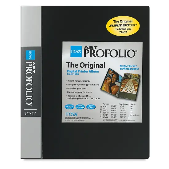Itoya I-Series Art Profolio - 8 1/2" x 11", Black, Portrait, 36 Pages {1}