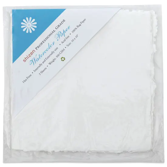 Shizen Professional Watercolor Paper - 10" x 10", Hot Press, Pkg of 5 Sheets {2}