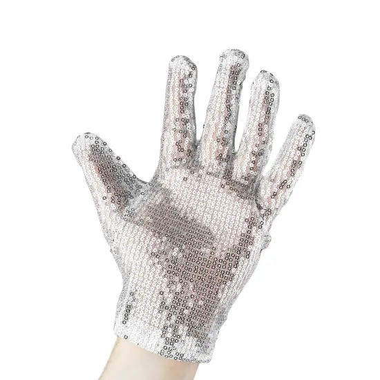 Michael Jackson Sequin Glove - White Right Handed Glove Costume Accessory - 1 Piece {5}