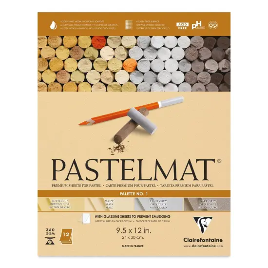 Clairefontaine Pastelmat Pad - 9-1/2" x 12", Assorted, Palette No. 1, 12 Sheets {2}