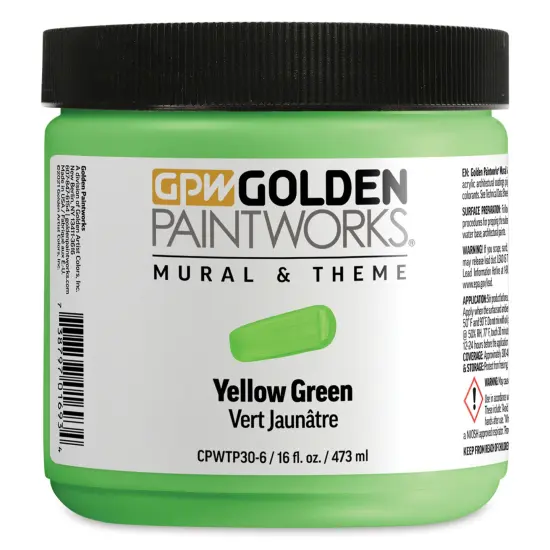 Golden Paintworks Mural and Theme Acrylic Paint - Yellow Green, 16 oz, Jar {1}