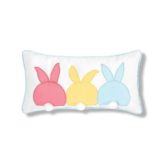 Easter Spring Themed Bunny Bum Spring Applique Small/Petite Accent Pillow, 10" x 20" {1}
