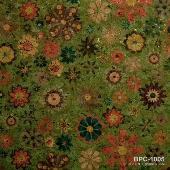 Belagio Cork Fabric, 18" x 15", Floral Print, Green Multi {1}