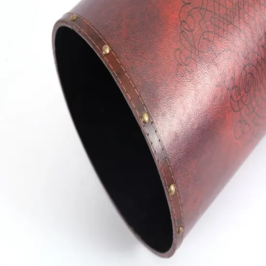 Vintiquewise Faux Leather Antique Design Waste Bin {4}