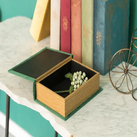 Decorative Vintage Book Shaped Trinket Storage Box Green {3}