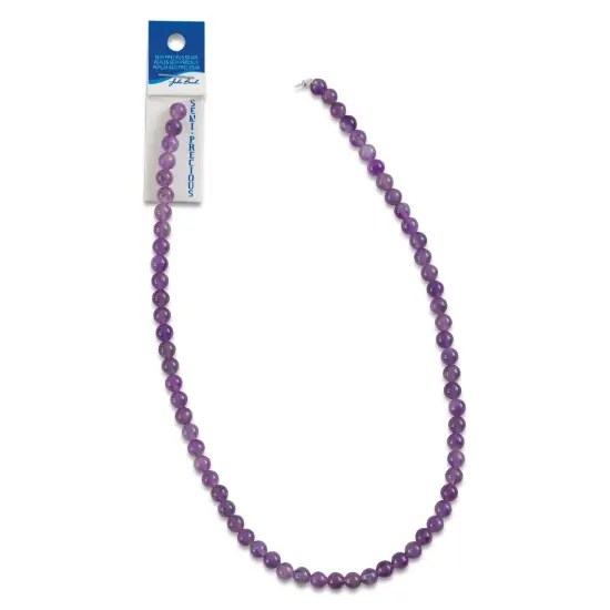 John Bead Earth's Jewels Amethyst Beads - Dark, Round, 6 mm, 16" Strand {1}