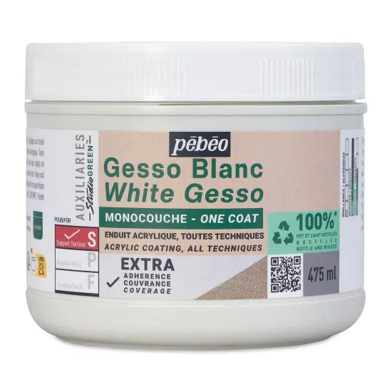 Pebeo Studio Green Gesso - One Coat White, 475 ml {1}