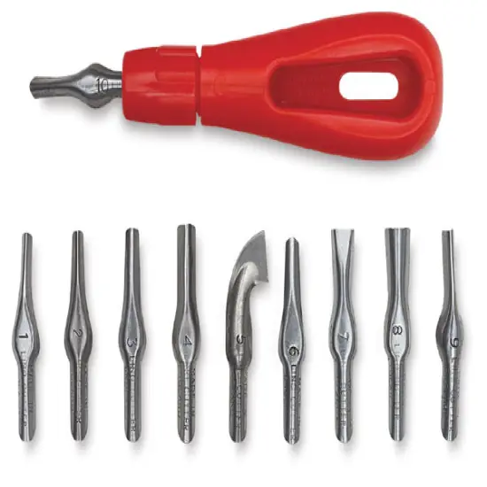 Essdee Lino Cutter Handle with 10 Blades {2}