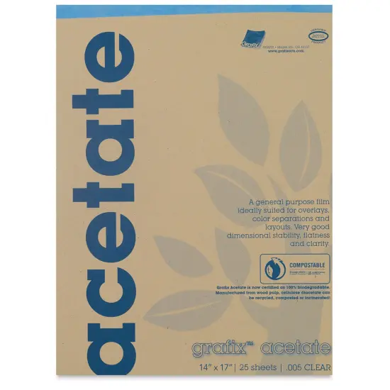 Grafix Clear Acetate - 14" x 17" x .005", Pad, 25 Sheets {1}