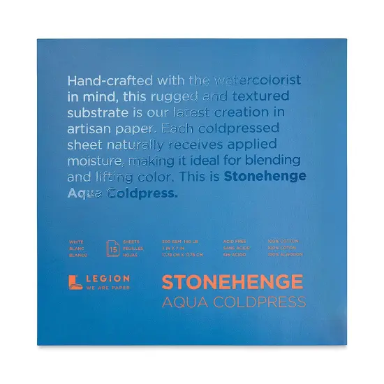Legion Stonehenge Aqua Watercolor Block - Cold Press, 7" x 7", 140 lb, 15 Sheets {1}