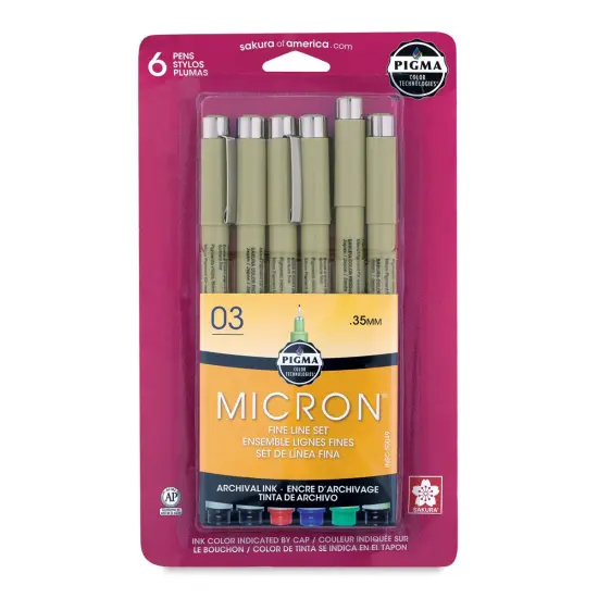 Sakura Pigma Micron Pens - Set of 6, Assorted Colors, 03 {1}