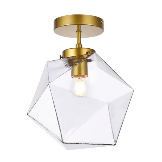 Lawrence 1 light brass and clear glass flush mount {1}
