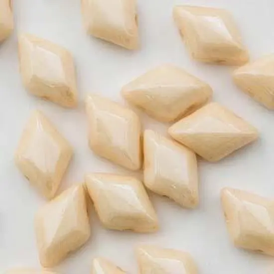 Mini GemDuo 2-Hole Diamond Shaped Bead, Chalk Beige Lumi, 7.5 grams {1}