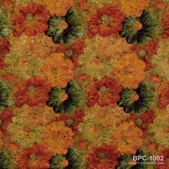Belagio Cork Fabric, 18" x 15", Floral Print, Red Multi {1}