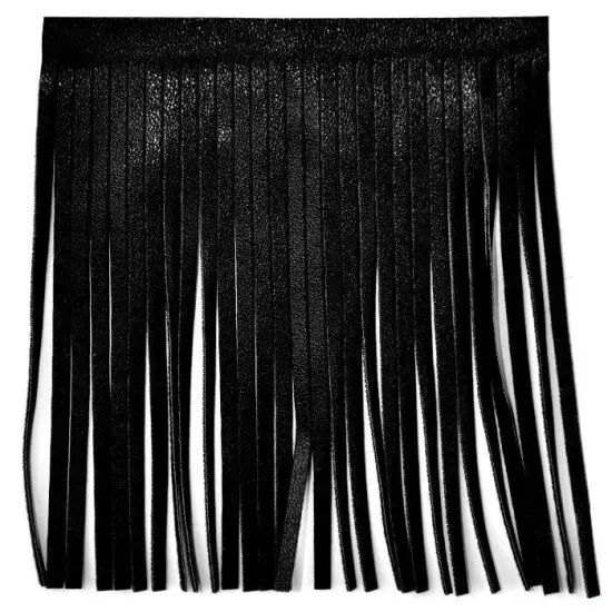 Belagio Faux Leather Fringe Trim, 4" Wide, 25-Yard Bolt, Black {1}
