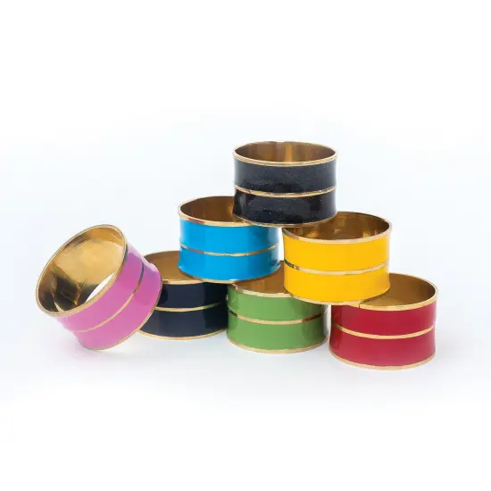 Enamel Azure Easter Celebration Blue & Gold Handcrafted Napkin Rings,, Set of 6 {5}