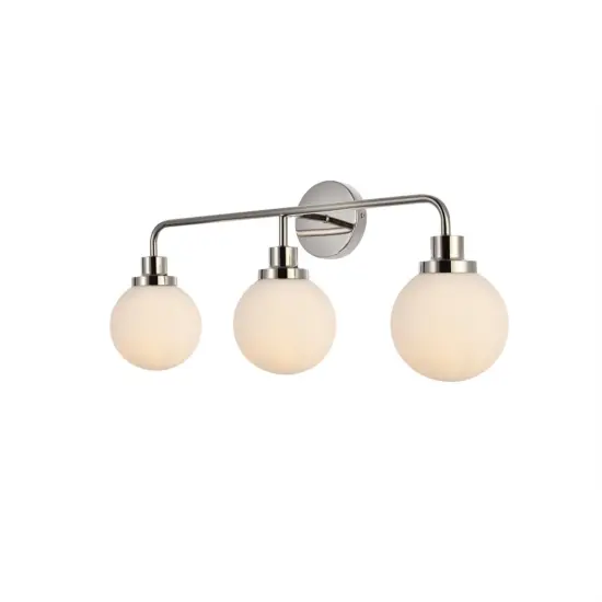 Hanson 3 lights bath sconce in polished nickel with frosted shade {3}