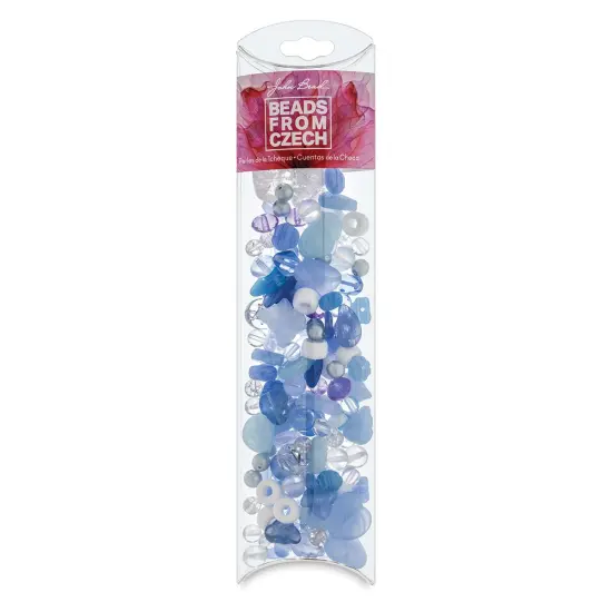 John Bead Czech Glass Bead Mix - Blue Washed, 100 g {1}
