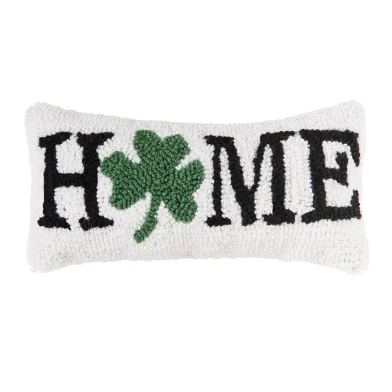 St. Patrick's Day 3 Leaf Clover Shamrock "Home" Small/Petite Accent Pillow, 6" x 12" {1}