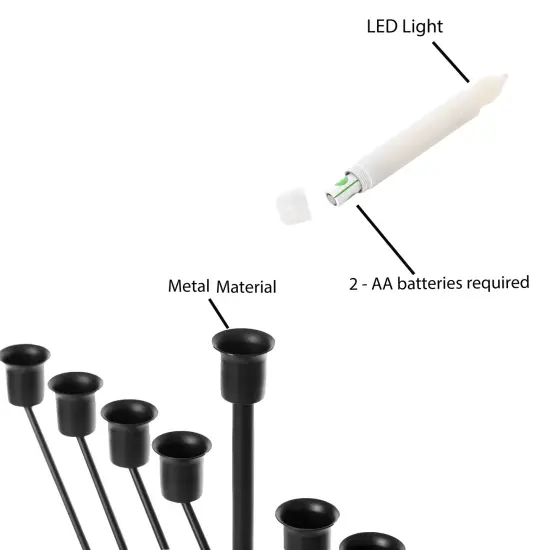 Nine Branch Electric Chabad Judaica Chanukah Menorah with LED Candle Design Candlestick Black {6}
