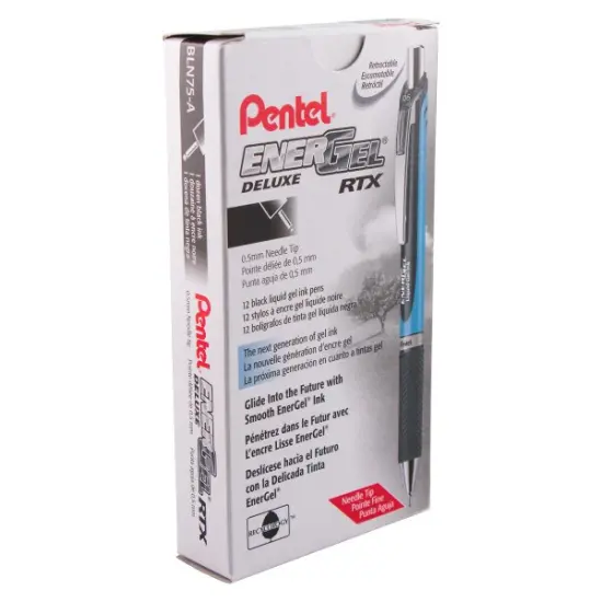 EnerGel RTX Retractable Liquid Gel Pen, (0.5mm) Needle Tip, Fine Line, Black Ink {2}