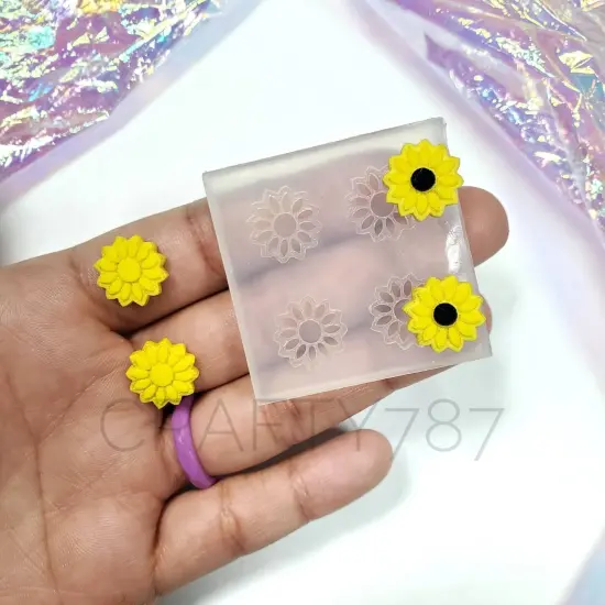Sunflower Stud Earring Silicone Mold(B11) {1}